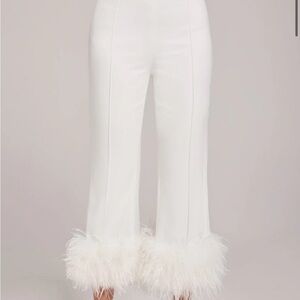 NWT Nadine Merabi Margot feather trim pants